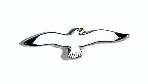 Broche de metal esmaltado con diseño de pájaro - Gaviota marina (volando)