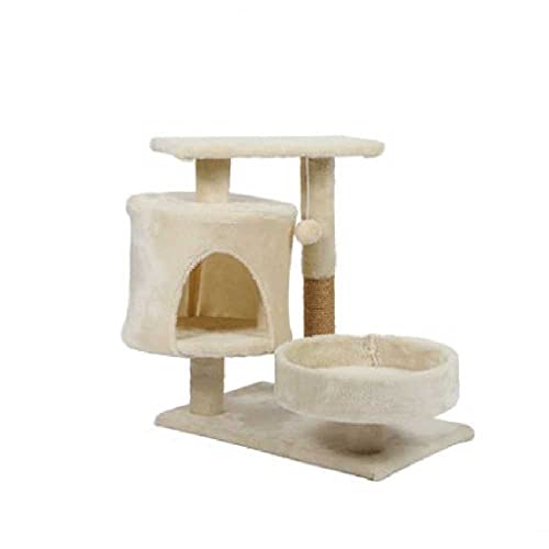Escalada y estabilización de la torre del árbol del gato colchón suave de felpa con hamaca y tablero de rasguños, 53 x 49 x 32 cm