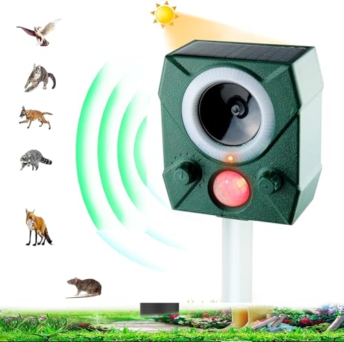 AVCXEC Repelente para Gatos, Solar ultrasónico ahuyentador de pájaros, ahuyentador de Palomas, ultrasonico disuasión de Animales para jardín/Patio Palomas, Pájaros, Perros, Ratones, Zorros