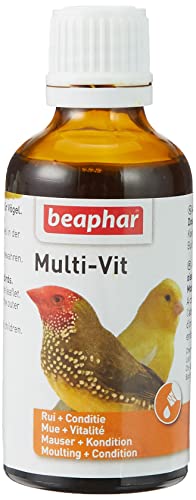 Beaphar – Multi-Vit, vitaminas para pájaros – Contiene 11 vitaminas – Garantiza una Salud óptima – Estimula el Canto – Acelera la muda – Hace Que el Plumaje Sea Saludable y Brillante – 50 ml