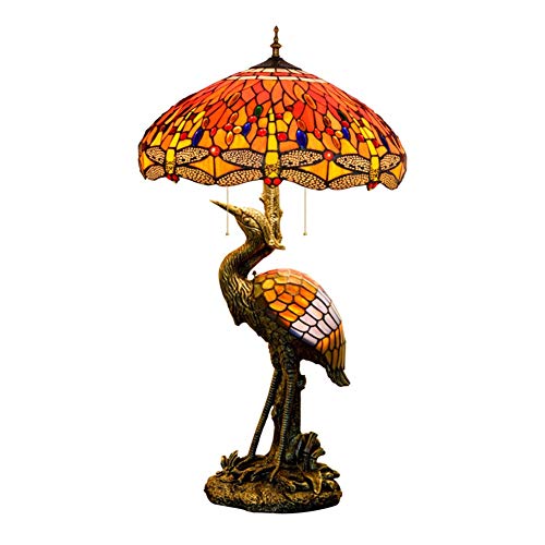 DOnhek Lámpara de Mesa de vidrieras de Estilo Retro, lámpara de Escritorio de pájaro Macho Estilo Tiffany de 20 