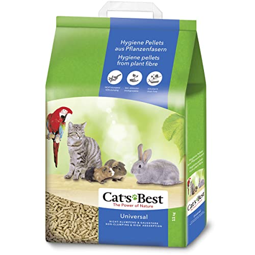 Cat's Best Arena para Gatos Universal 20 L (11 kg). Arena para Pájaros, Conejos Biodegradable Sin Polvo. Lecho para Conejos Ecológico de Fibra Vegetal.