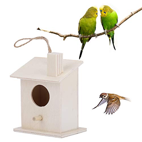 HERCHR 4 Uds casa de pájaros de Madera nidos Casas de pájaros para pajarera al Aire Libre decoración de jardín balcón Patio Ornamento 5.5x4x7cm